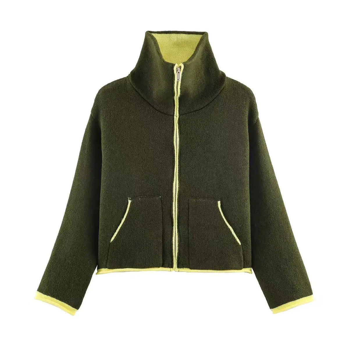 Contrast Mock Neck Jacket