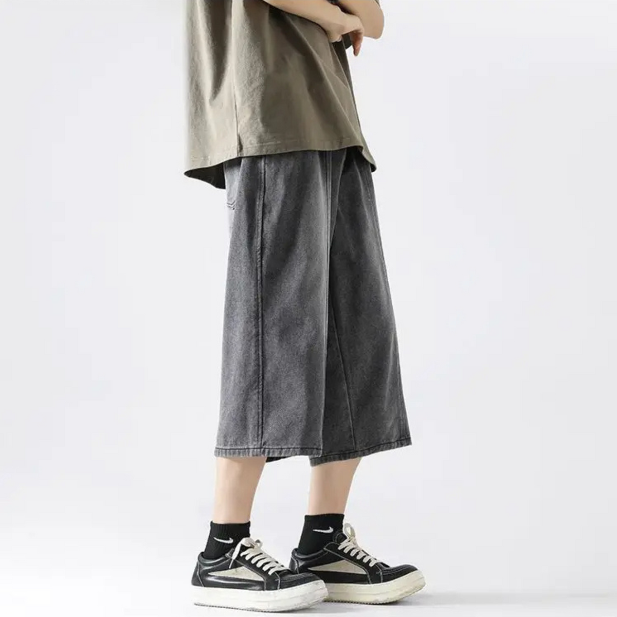 District Wide-Leg Denim Short