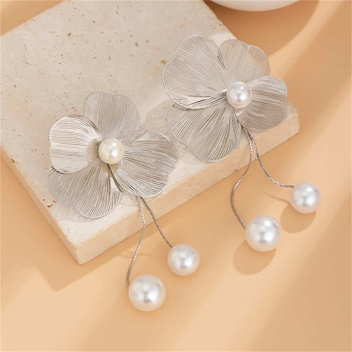 Petal & Pearl Drop Earrings