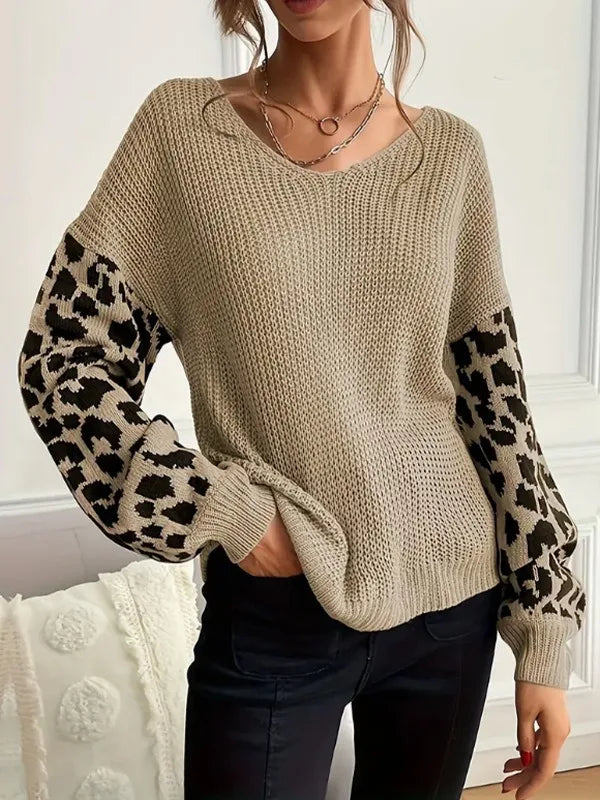 Leopard Drape Knit Sweater