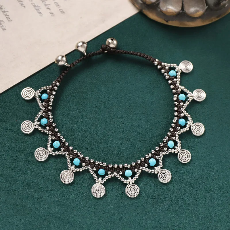 Zahara Spiral Beaded Charm Anklet