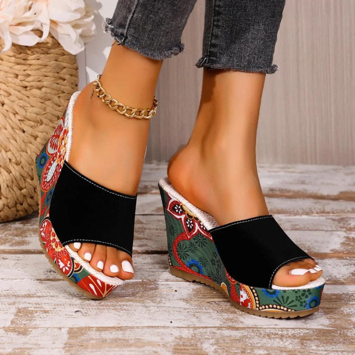 Boheme Velvet Wedge Sandal