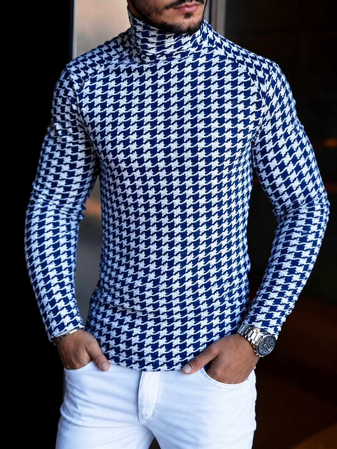 Harrington Houndstooth Turtleneck