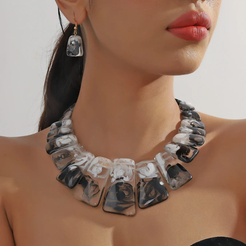Aurora Resin Necklace & Earring Set