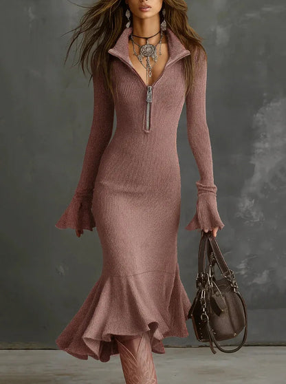 Zaria Ribbed Knit Flare Dress