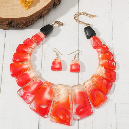 Aurora Resin Necklace & Earring Set