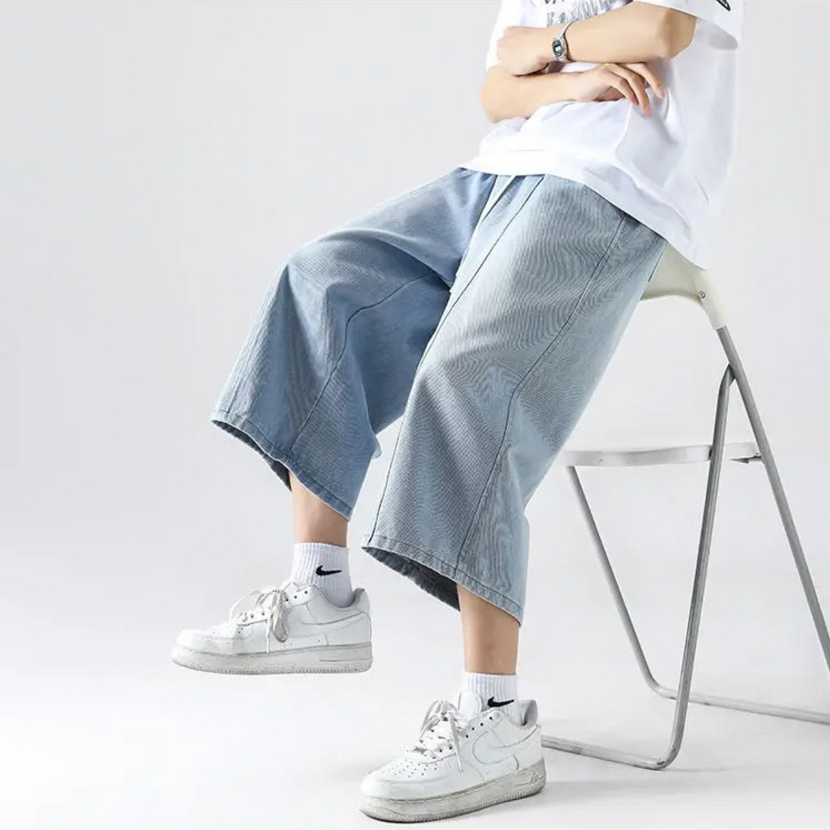District Wide-Leg Denim Short