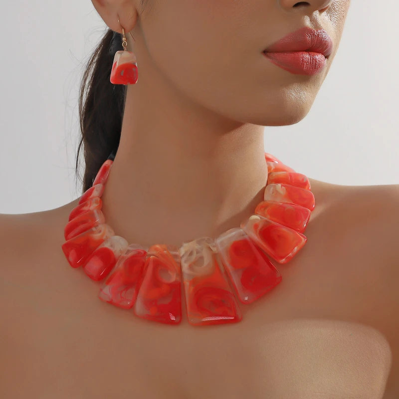 Aurora Resin Necklace & Earring Set