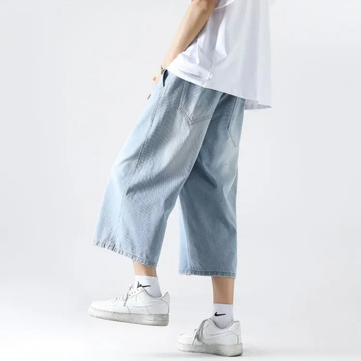 District Wide-Leg Denim Short