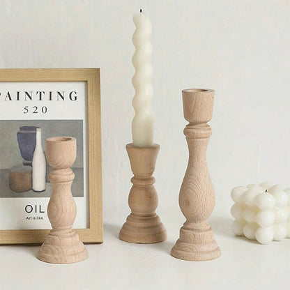 Oak & Ivory Candlestick Set