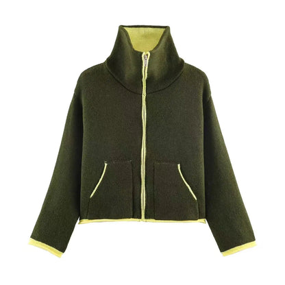 Contrast Mock Neck Jacket