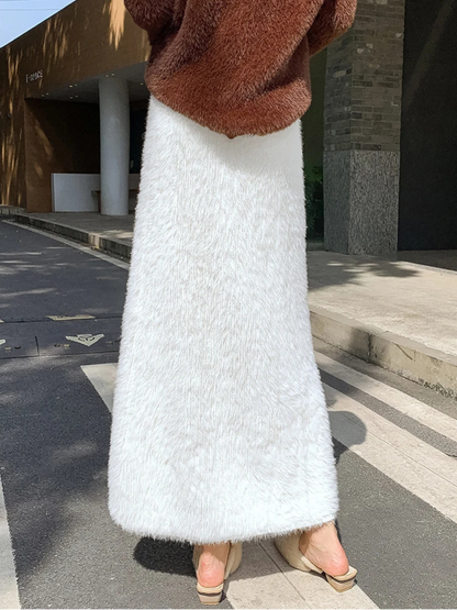 Clairmont Faux Fur Maxi Skirt