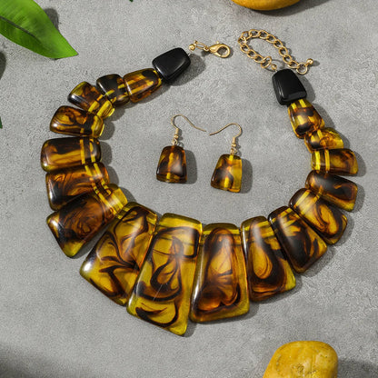 Aurora Resin Necklace & Earring Set