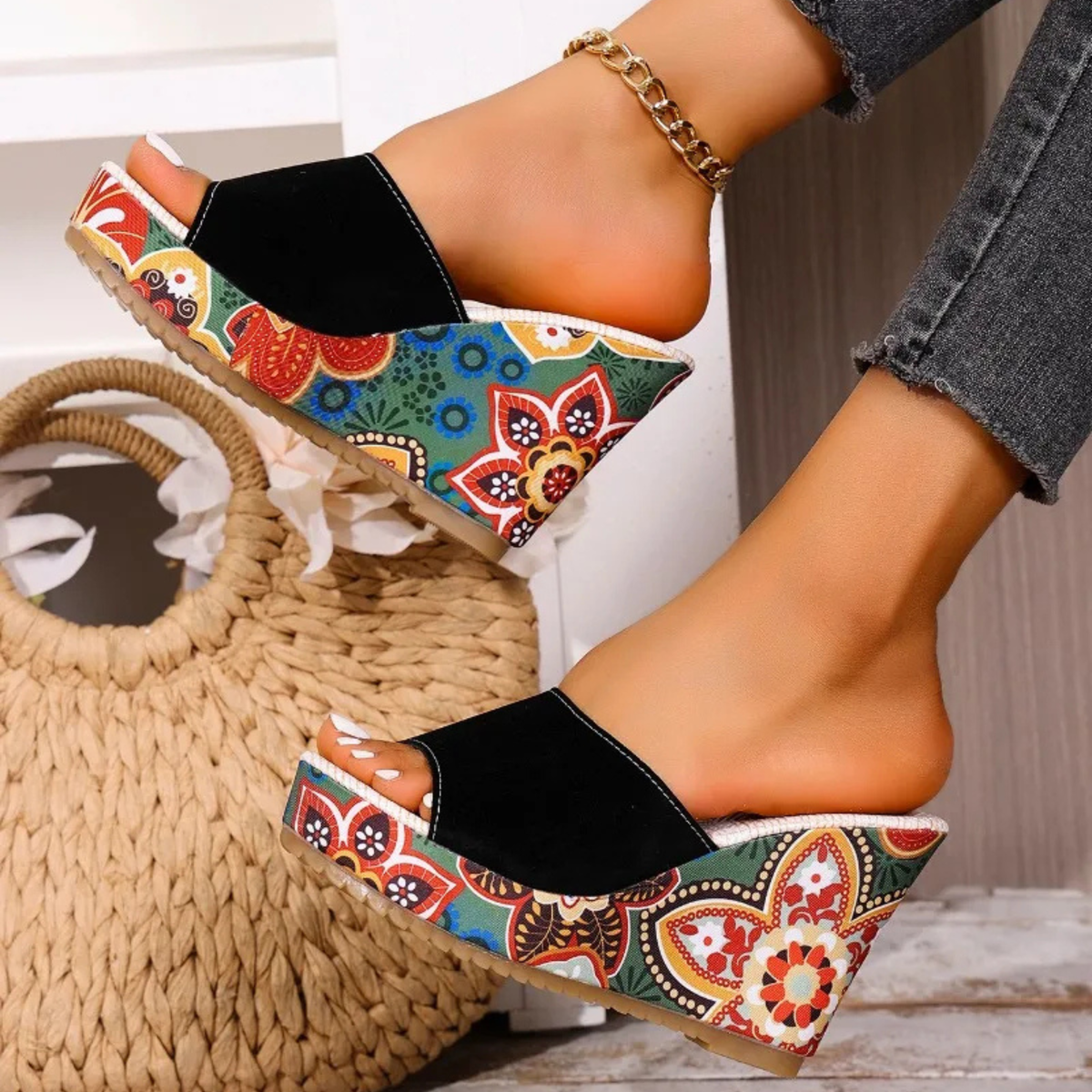 Boheme Velvet Wedge Sandal