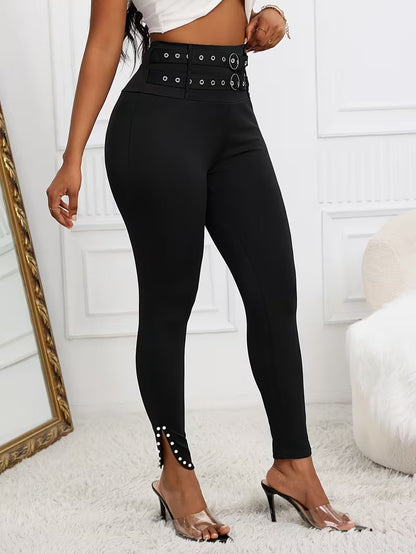Diva Double-Buckle Studded Pant