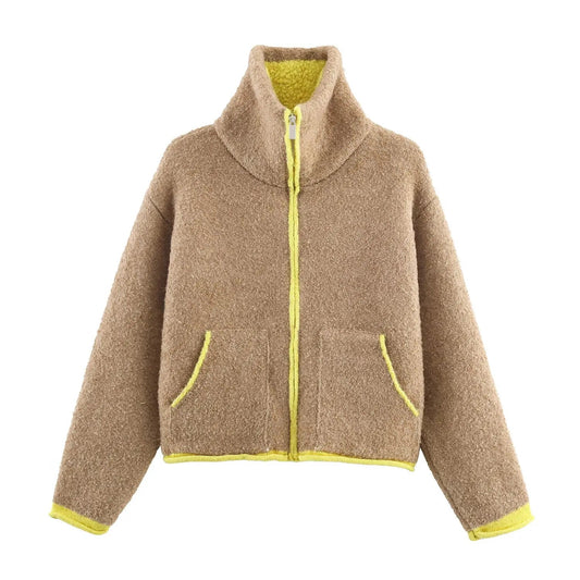 Contrast Mock Neck Jacket