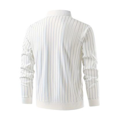 Stratus Pinstripe Mandarin Collar Shirt