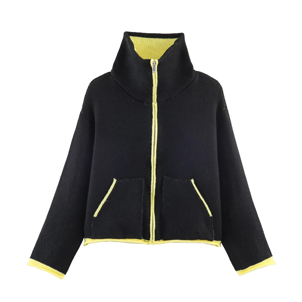 Contrast Mock Neck Jacket
