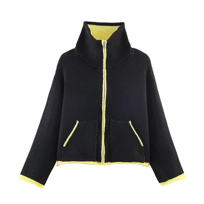 Contrast Mock Neck Jacket