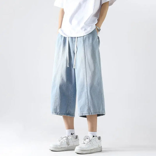 District Wide-Leg Denim Short