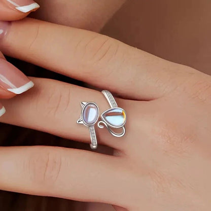 Moonstone Cat Wrap Ring