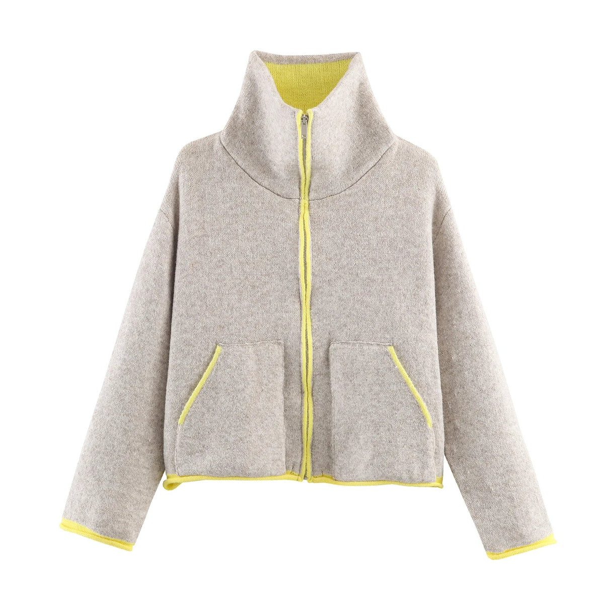Contrast Mock Neck Jacket