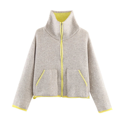 Contrast Mock Neck Jacket