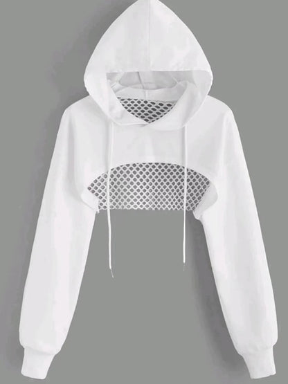 Noir Crop Mesh Hoodie