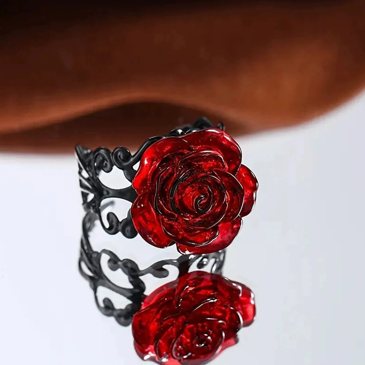 Crimson Thorns Rose Ring