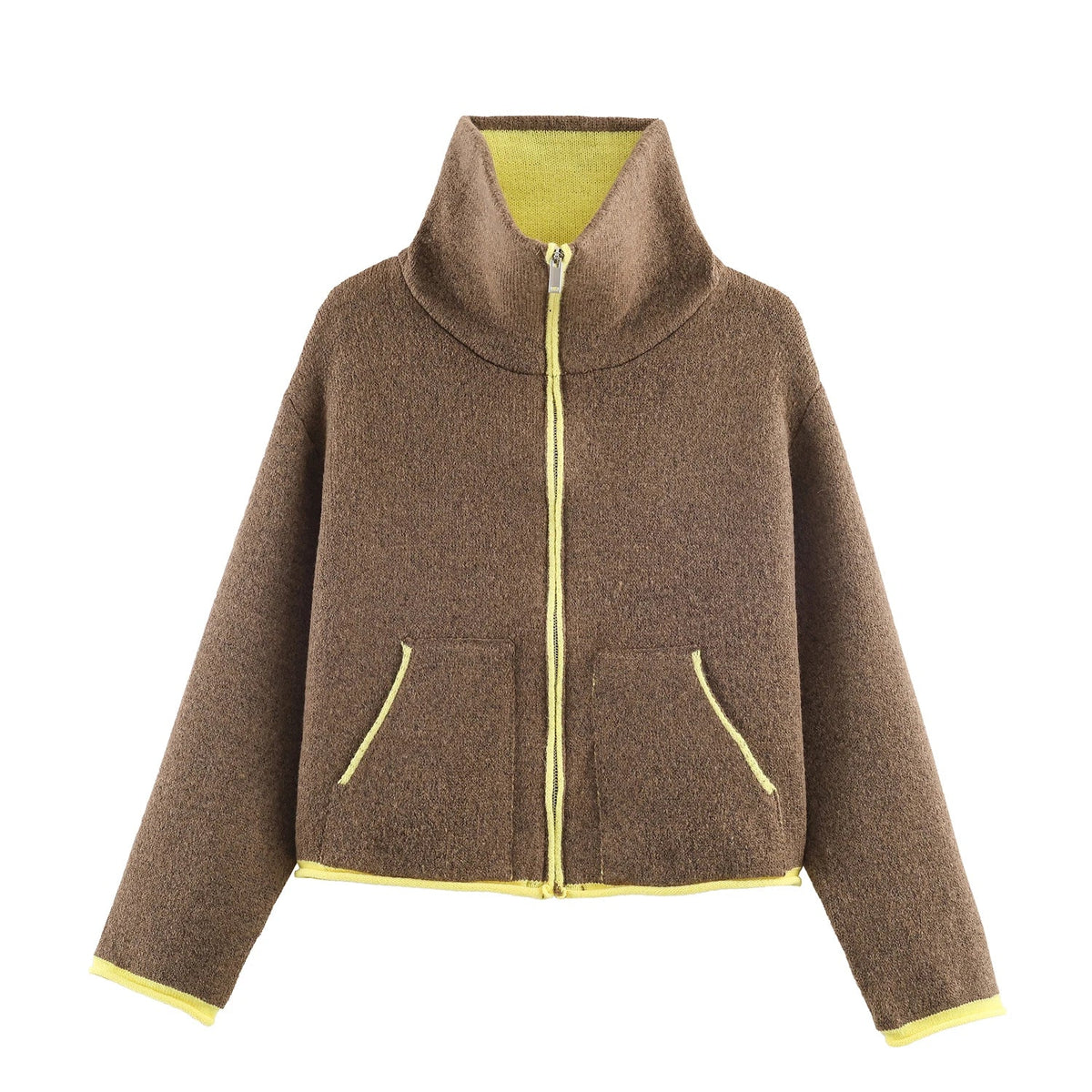 Contrast Mock Neck Jacket