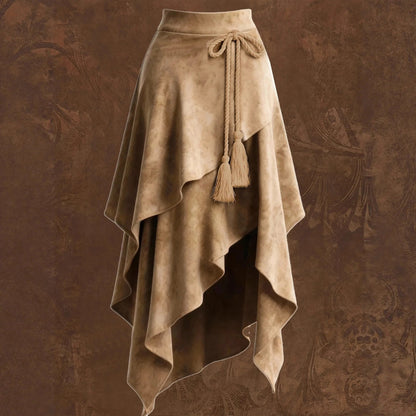 Boho Suede Tassle Skirt