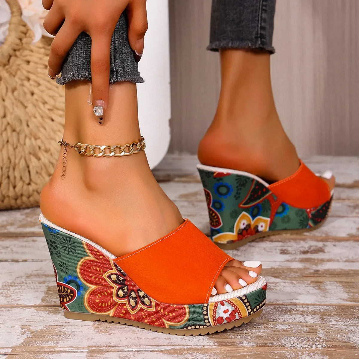 Boheme Velvet Wedge Sandal