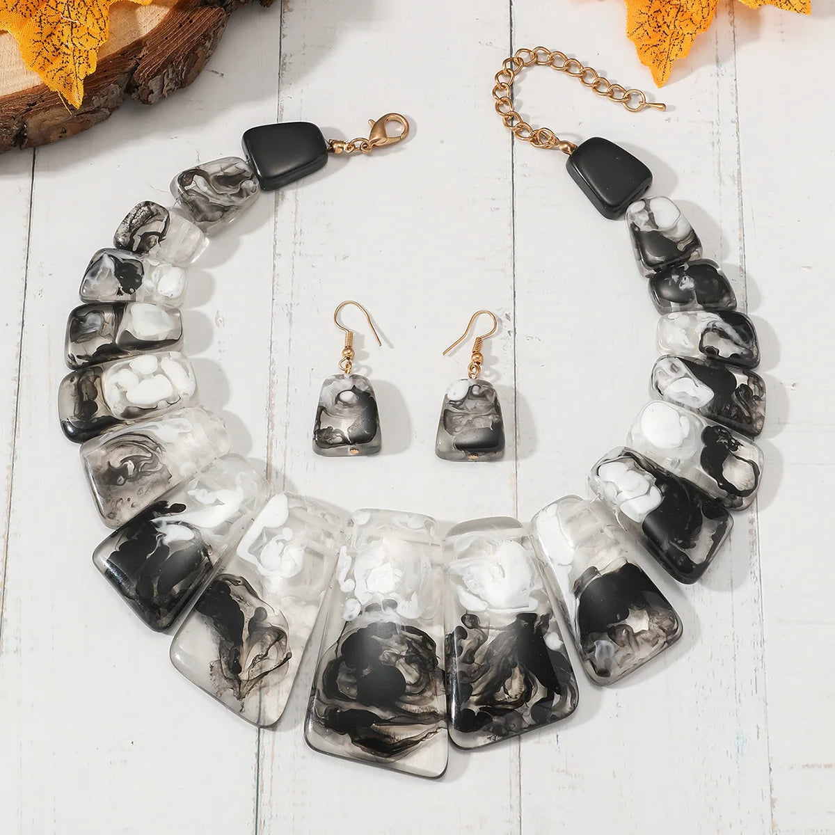 Aurora Resin Necklace & Earring Set