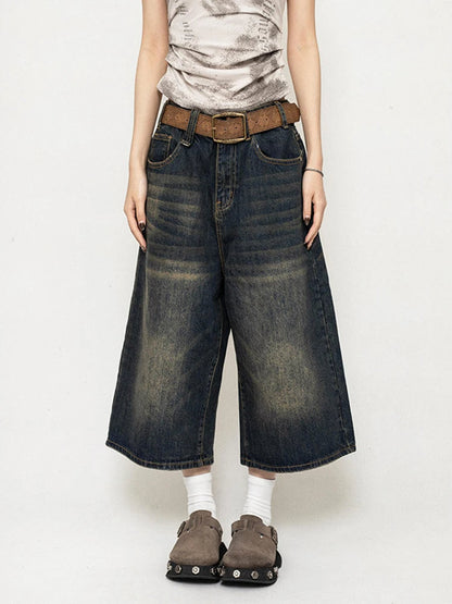 Rebel Wide-Leg Denim Culotte