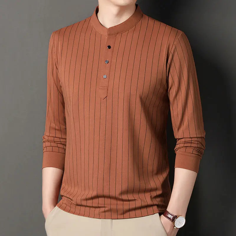 Stratus Pinstripe Mandarin Collar Shirt