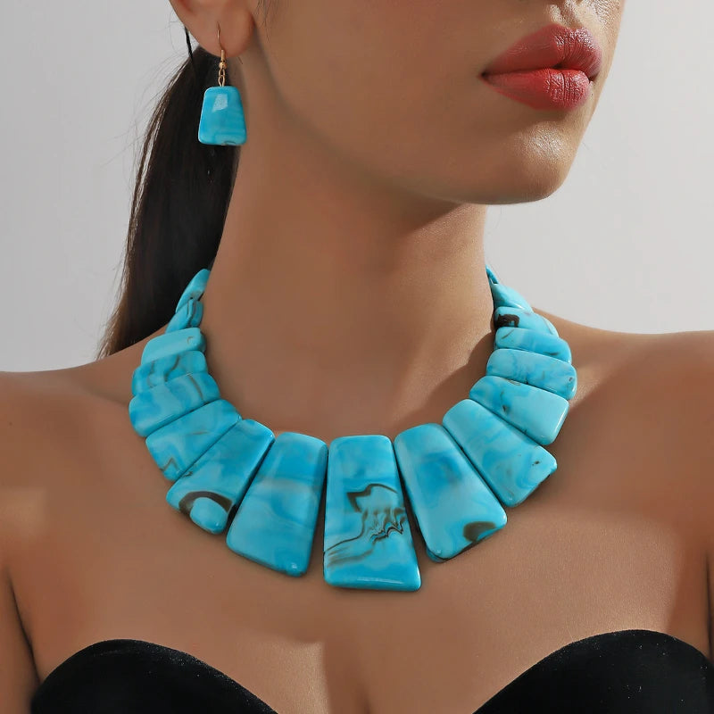 Aurora Resin Necklace & Earring Set