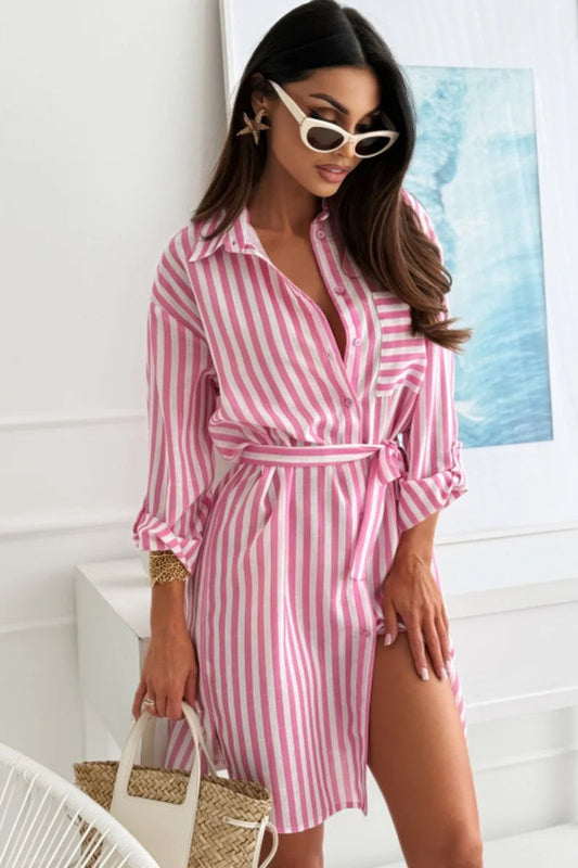 Cabana Striped Shirt Dress