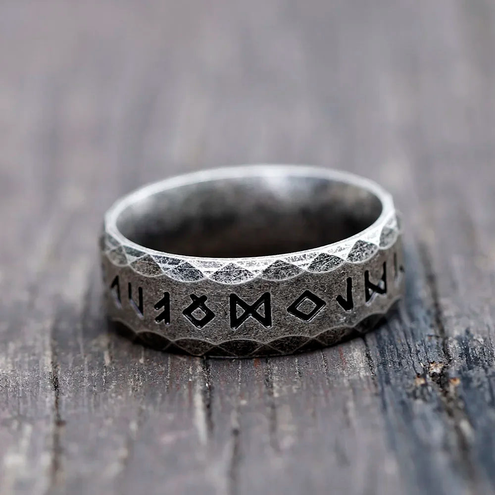 Ancient Steel Runes Ring