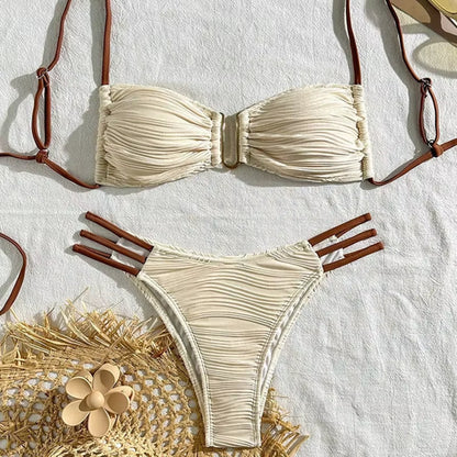 Tulum Ruched Bandeau Bikini Set
