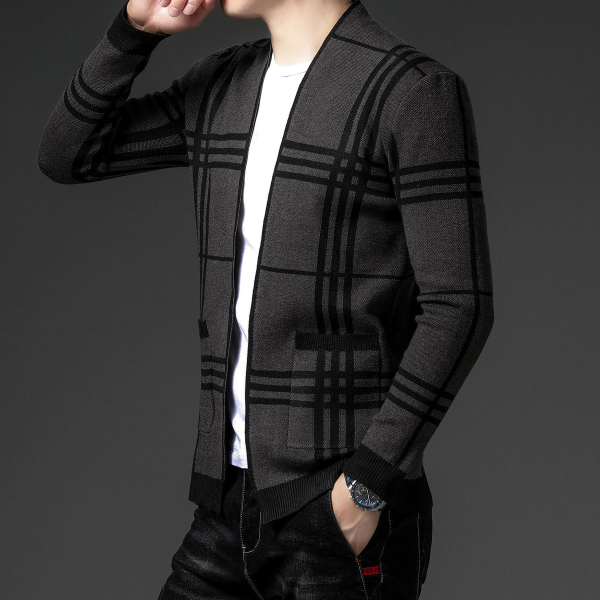 Charter Plaid Knit Cardigan