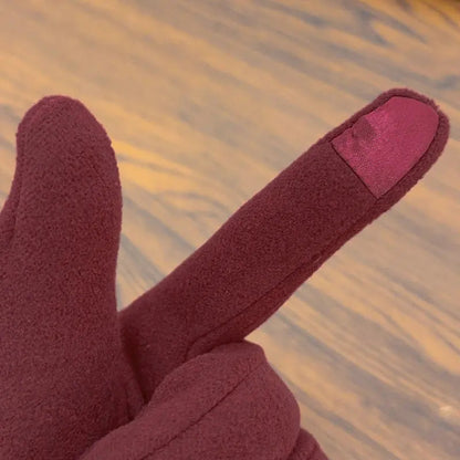 Suede Bow Winter Gloves