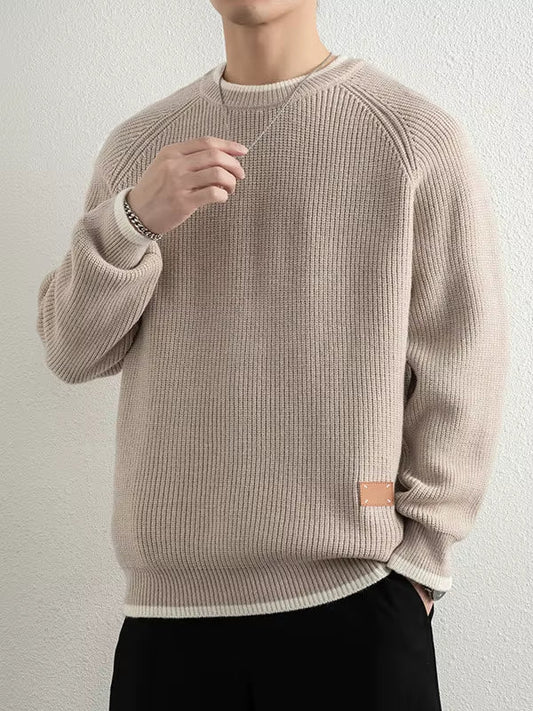 Ribbed Knit Crewneck Sweater