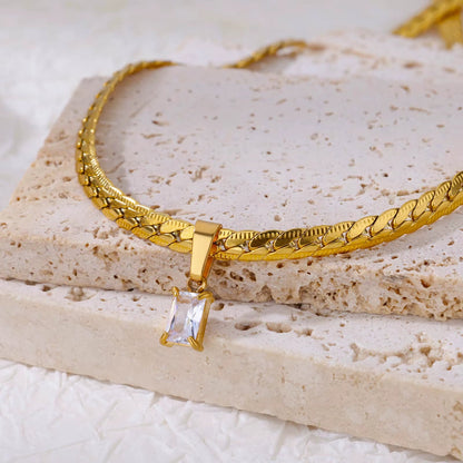 Emerald-Cut Zircon Necklace Set