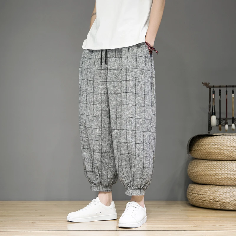 Gridline Linen Trouser