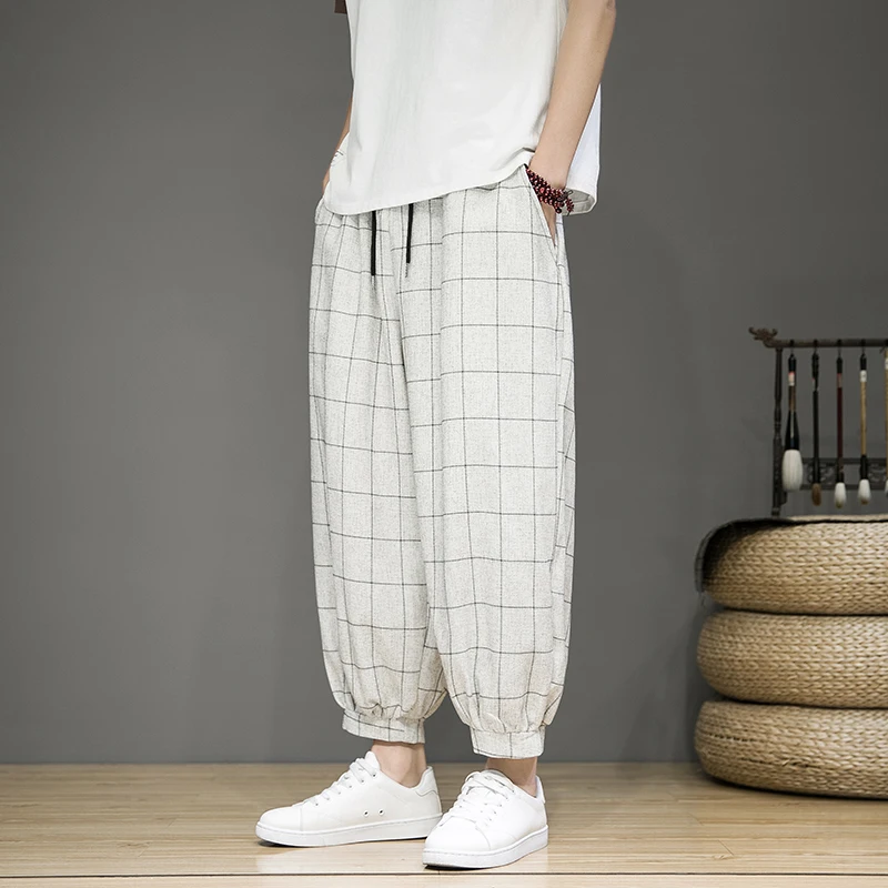 Gridline Linen Trouser
