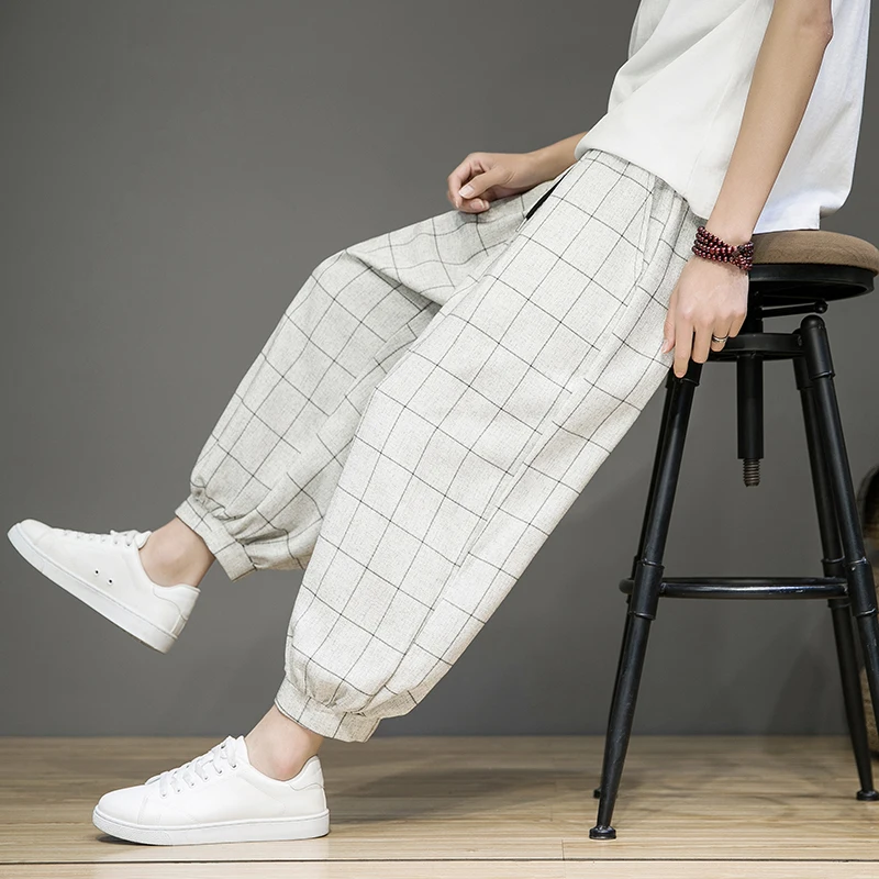 Gridline Linen Trouser