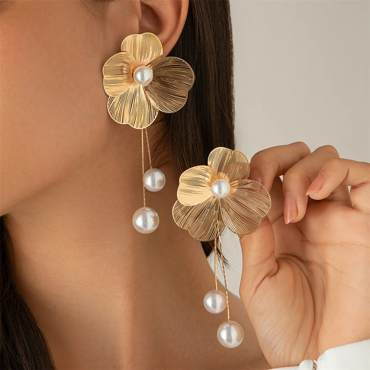 Petal & Pearl Drop Earrings