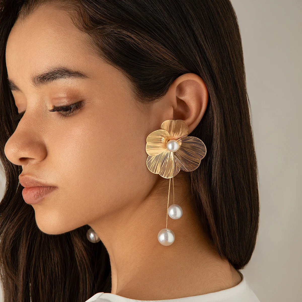 Petal & Pearl Drop Earrings