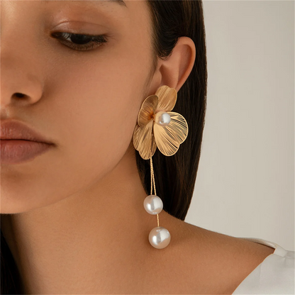 Petal & Pearl Drop Earrings