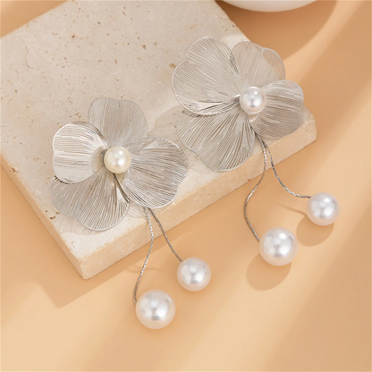 Petal & Pearl Drop Earrings